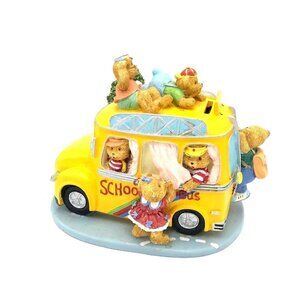 Teddy Bears Going to School Riding on a School Bus Bank Money Box Hand Painted